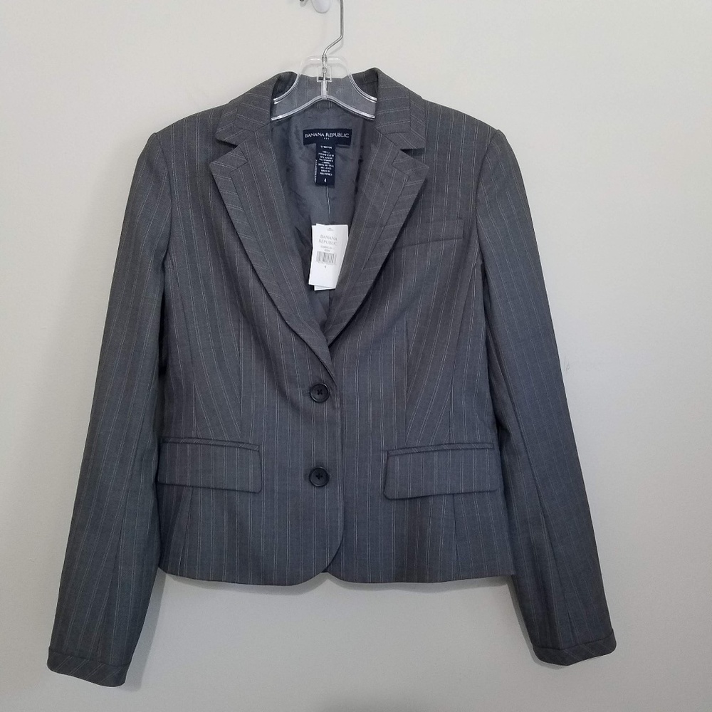 NWT Banana Republic Gray Pinstripe Blazer Jacket